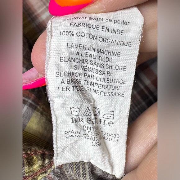 Prana Casual Long Sleeve Button Down Red Yellow Brown Vintage Large - Picture 6 of 10